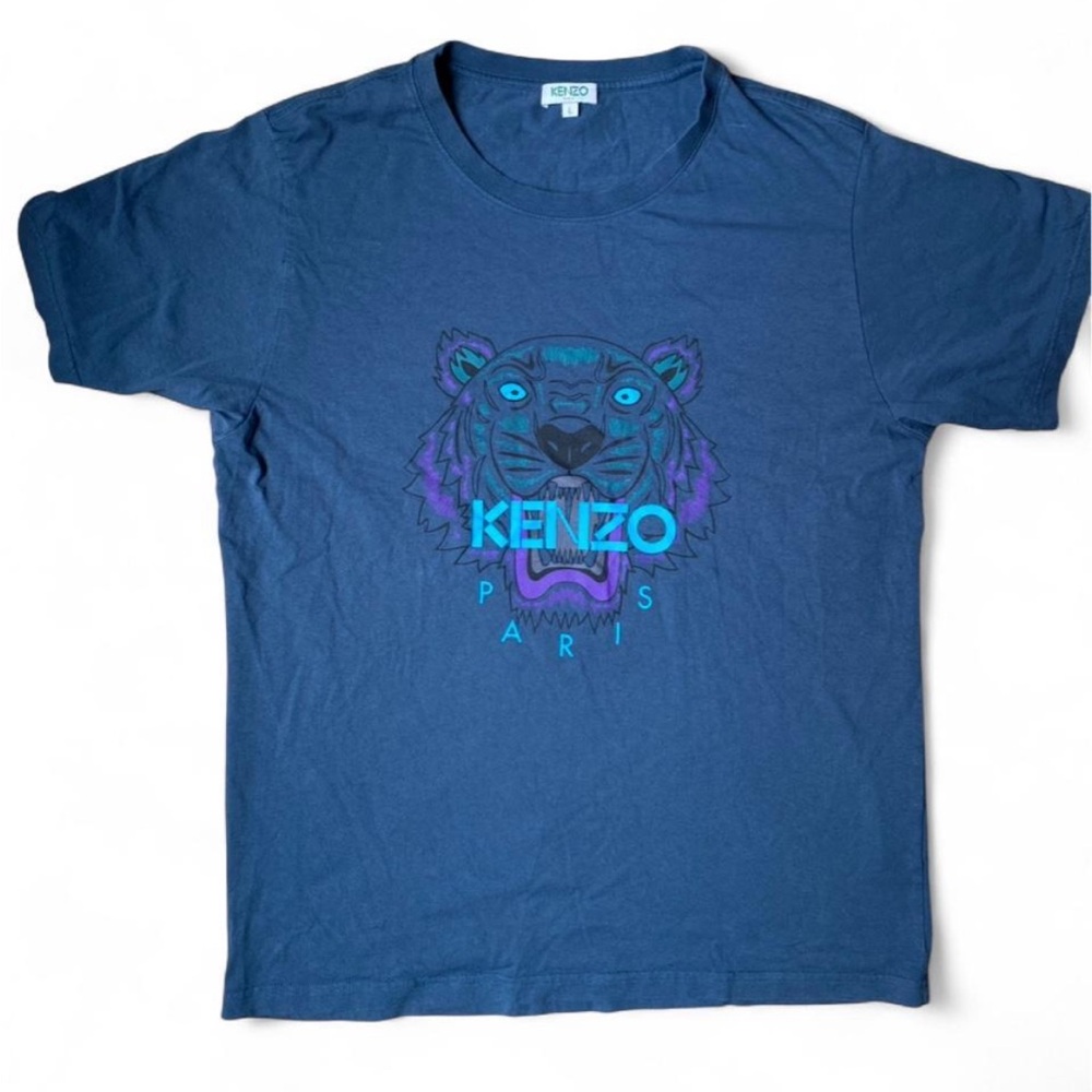 Kenzo Paris Blue Tiger Graphic T-Shirt Rare Retro Hype Sz Large Streetwear Logo